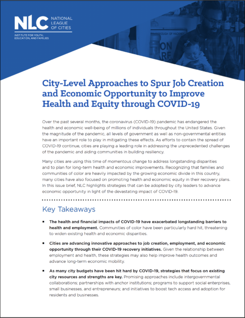 Spurring Economic Opportunity to Improve Health and Equity through COVID-19  - National League of Cities